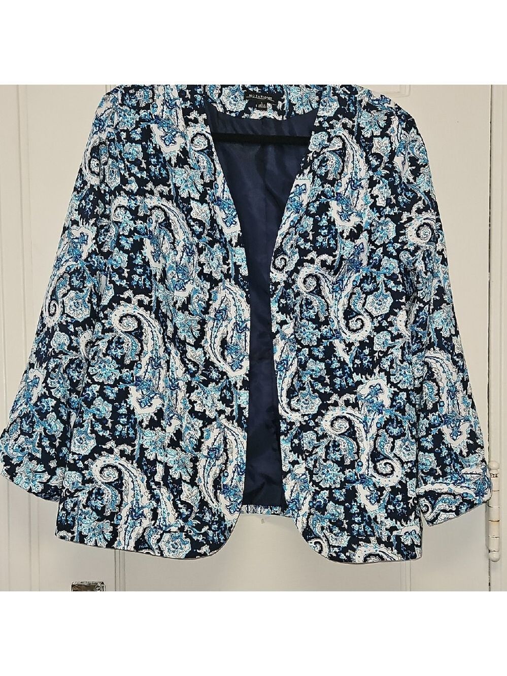 Notations Vintage Blue Paisley Blazer  Size Large